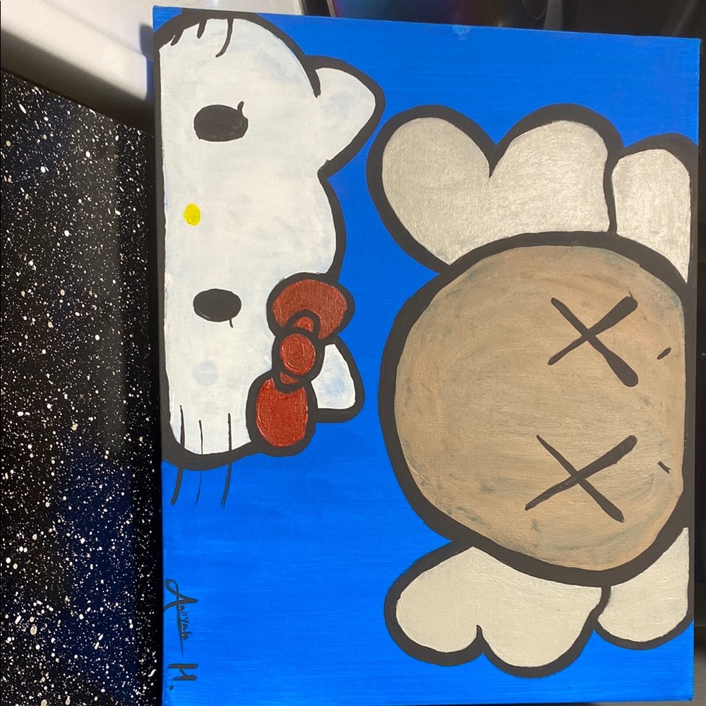 A hello kitty and Kaws painting. Hypebeast art, hello kitty, kaws, aesthetic - Picture 3 of 6